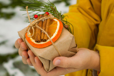 Example of diy ways to pack christmas and other presents. a gift in a homemade package. 