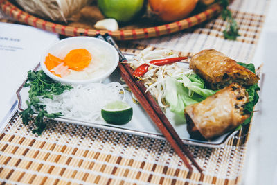 Close-up of food on table