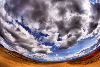 Scenic view of landscape against cloudy sky