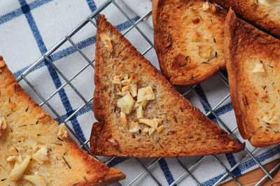 High angle view of bread on table