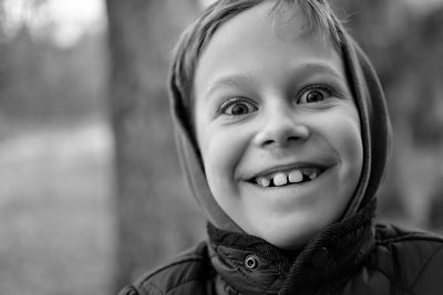 Close-up portrait of smiling boy