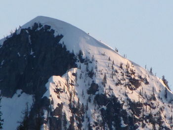 Low angle view of mountains against clear sky