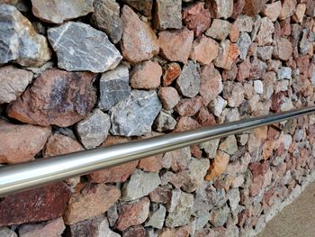 High angle view of stone wall