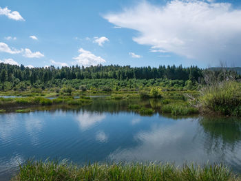 Scenic view of lake against sky