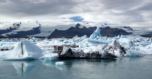 When glacier meet the sea iceland 