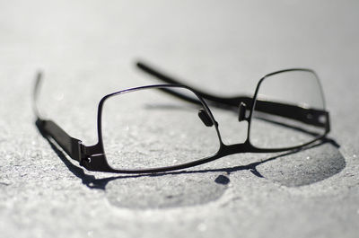 Close-up of eyeglasses on table