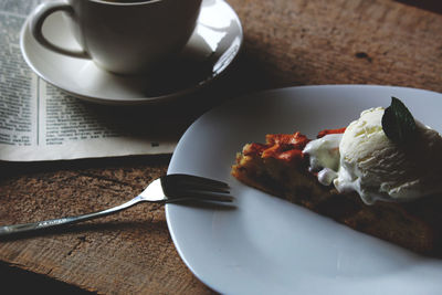 Close-up of breakfast served on table