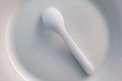 Directly above shot of spoon in plate