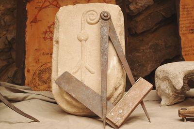 Close-up of sculpture on table