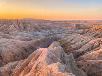 Scenic view of mountains against sky during sunrise 