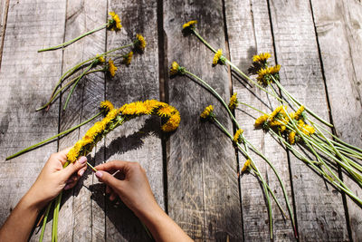 Close-up of woman hand holding flowers