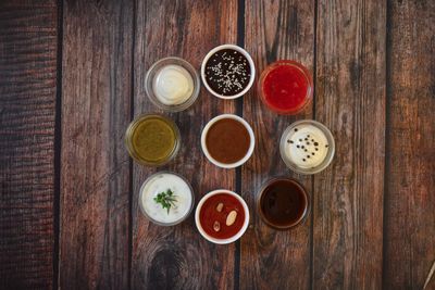 High angle view of food on table