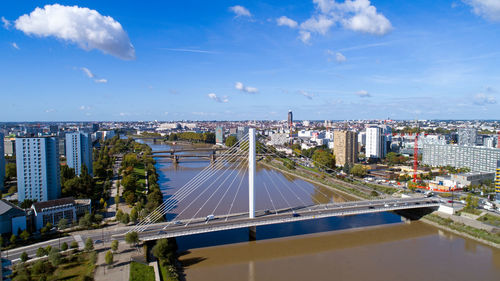 High angle view of bridge over river against sky