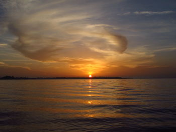 Scenic view of sea at sunset