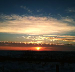 Scenic view of landscape against sky during sunset