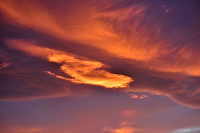 Low angle view of clouds in sky during sunset