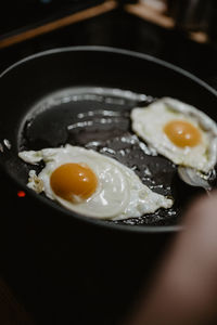 High angle view of breakfast on table