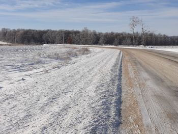 View of snow covered land