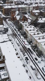 High angle view of town during winter