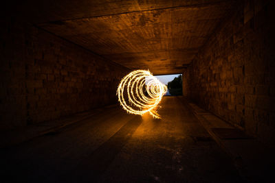 View of illuminated tunnel