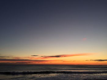 Scenic view of sea against sky at sunset