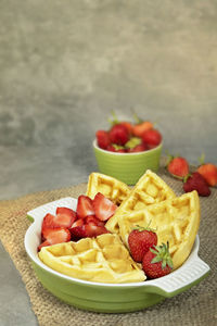Close-up of breakfast served on table
