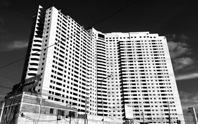 Low angle view of modern buildings against sky