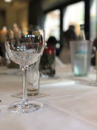 Close-up of wine glass on table