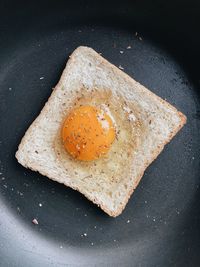 High angle view of breakfast served in plate