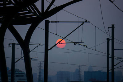 Low angle view of silhouette buildings against sky during sunset