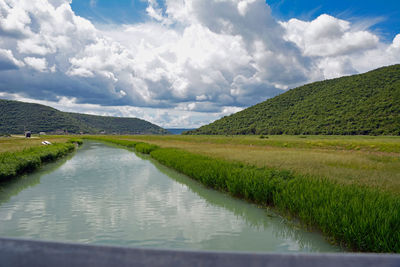 Scenic view of lake against sky