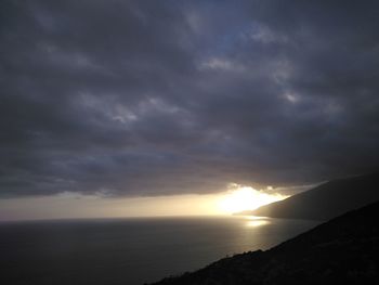 Scenic view of sea against sky at sunset