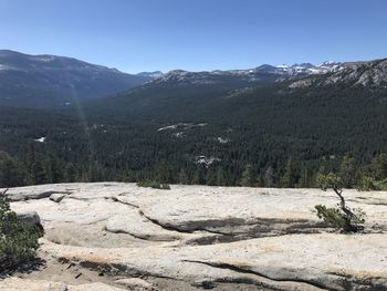 Scenic view of mountains against clear sky