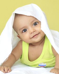 Portrait of cute baby girl smiling