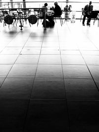 High angle view of tiled floor