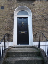 Closed door of building