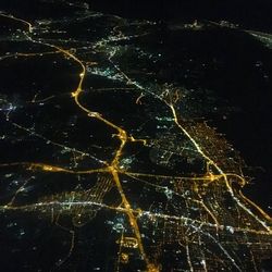 Aerial view of illuminated lights at night