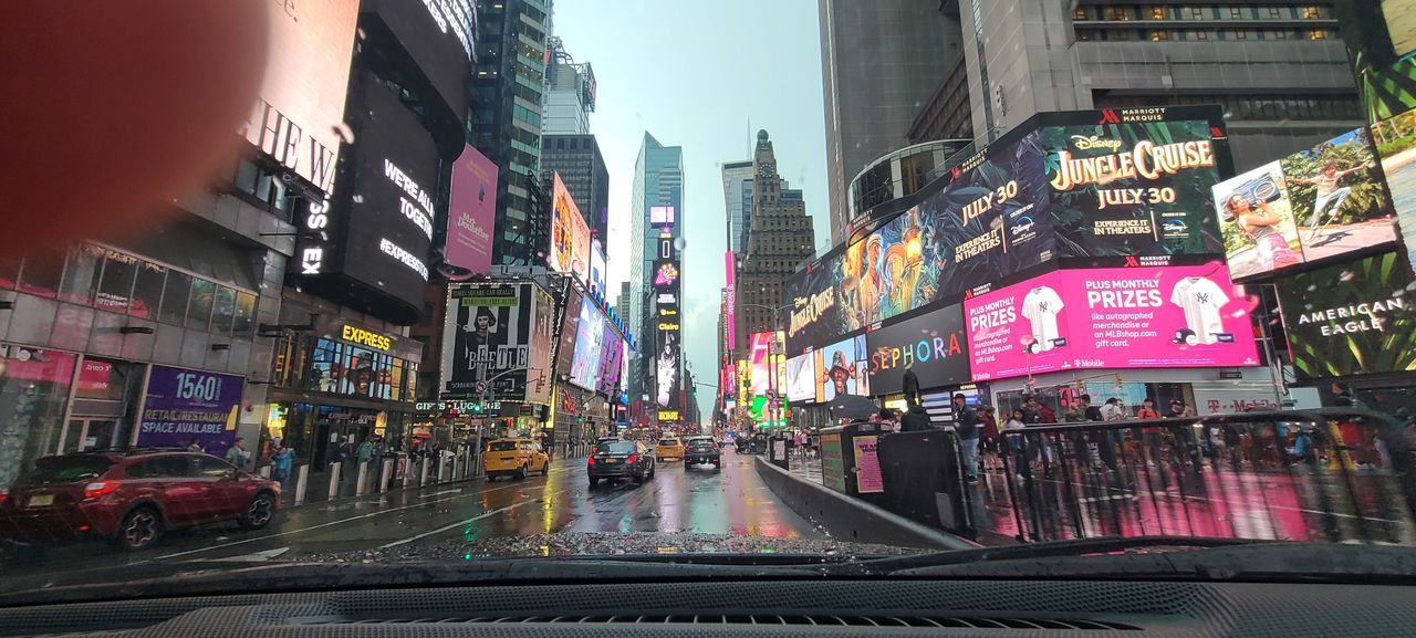 CITY STREET AND BUILDINGS DURING RAINY SEASON