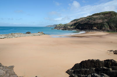 Scenic view of beach against sky