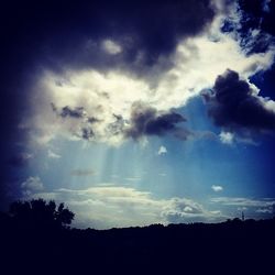 Silhouette of trees against cloudy sky