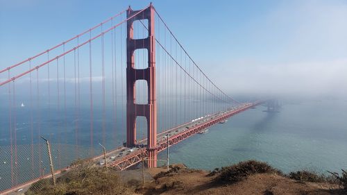 View of suspension bridge against sky