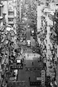 High angle view of city and street