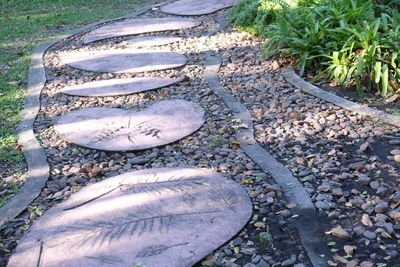 High angle view of pebbles