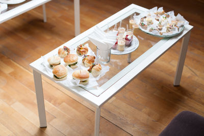 High angle view of food on table