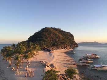Scenic view of sea against clear sky