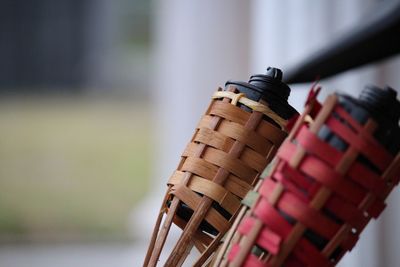 Close-up of tiki torches outdoors