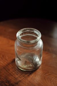 Close-up of glass of jar on table