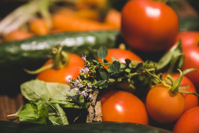 Close-up of chopped fruits on table