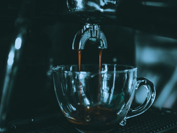 Close-up of coffee in glass