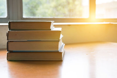 Close-up of books on table